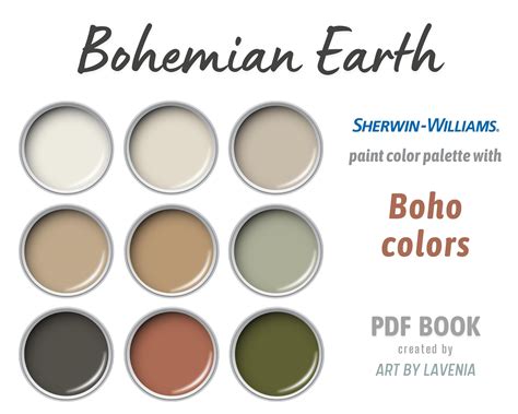 Sherwin Williams boho paint color palette Bohemian Earth, Mid Century ...