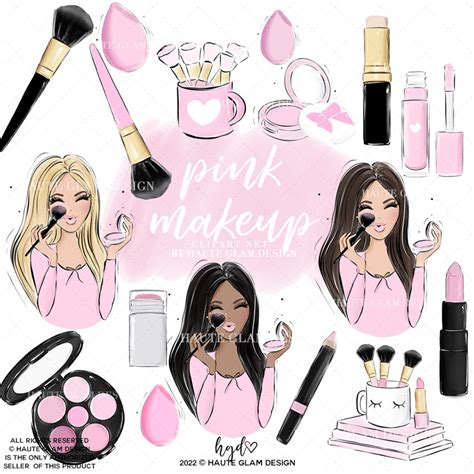 Makeup Clipart Set, Pink Makeup Clip Art Set, Planner Clipart, Fashion ...