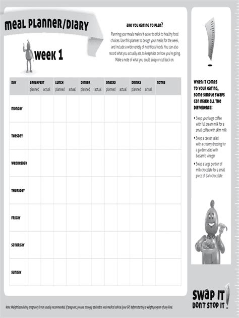AU Swap It Meal PlannerDiary - Blank Fillable Template | Fill Out ...