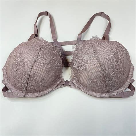 Very Victorias Secret 34C Pushup Bra Padded Floral Lace Purple Front ...