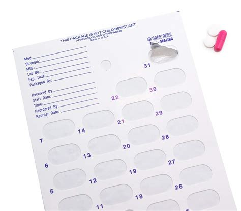 Monthly Pill Organizer Cold Seal Medication Blister Cards – DIY ...