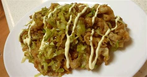 Stir-Fried Pork Belly and Cabbage with Okonomiyaki Sauce Recipe by ...
