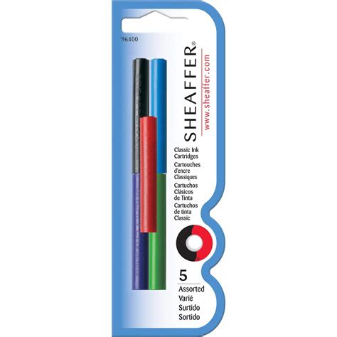 Sheaffer Skrip Ink Cartridges, Black/Blue/Red/Green/Purple, 1 Pack of 5 ...