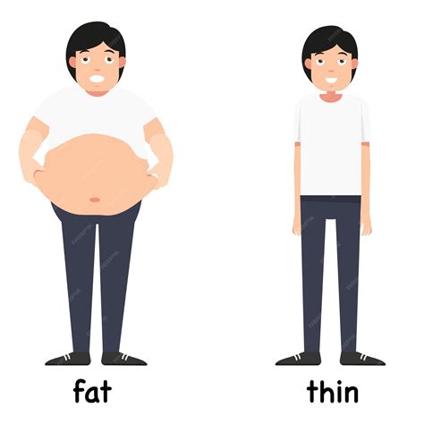 Premium Vector | Opposite words fat and thin vector illustration