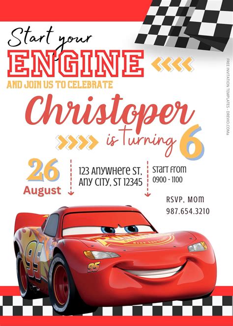 Free cars birthday invitation templates – Artofit