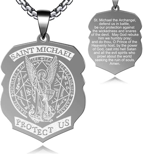 FLYUN St Michael Necklace for Men, Stainless Steel Pendant India | Ubuy