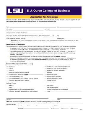 LSU E. J. Ourso College Of Business Application For Admission 2020 ...