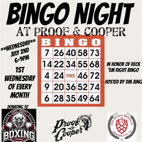 Reck ‘Em Bingo Night, 209 E Main St., Johnson City, TX, 2 July 2025 ...