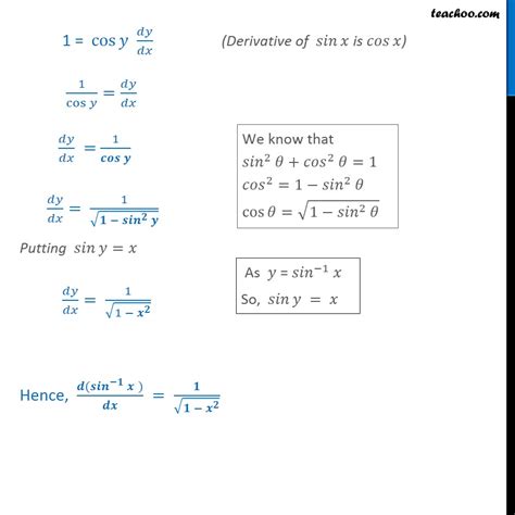 What is the Differentiation of sin inverse x (sin^-1 x)? - Teachoo