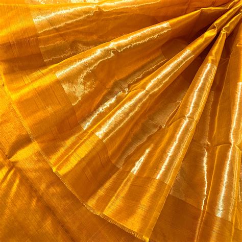 Mustard gold chanderi silk saree with flower bootis all over – Roots ...