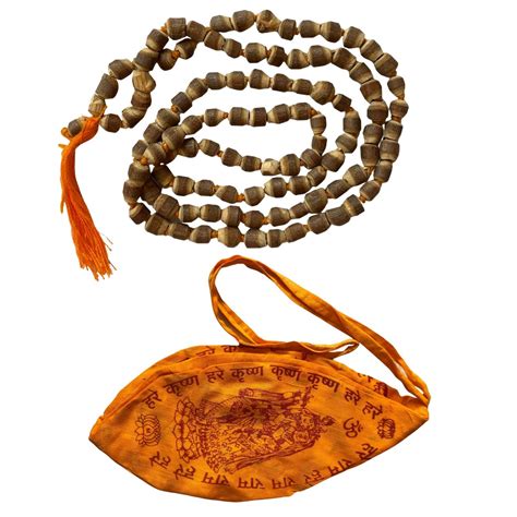 Buy Naisha Gaumukhi Japa Mala Bag & Natural Tulsi Holy Basil Japa Mala ...