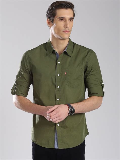 Men's Olive Green Button-Down Shirt at Shirley Poe blog