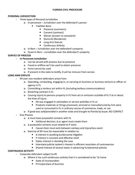Florida Civil Procedure Finals Outline - FLORIDA CIVIL PROCEDURE ...