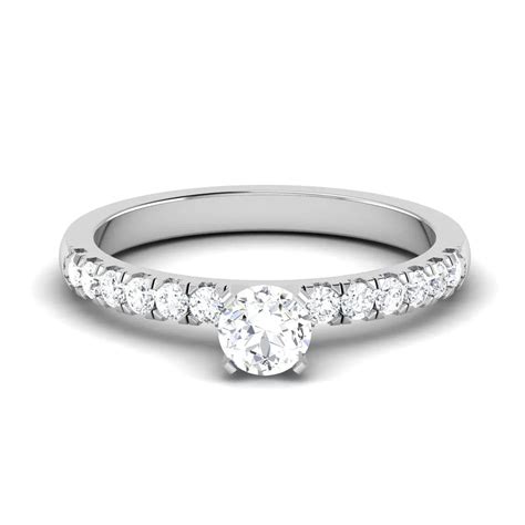 30 Pointer Platinum Solitaire Engagement Ring with Diamond Shank for W ...
