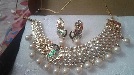 Zaveri Pearls Dancing Peacock Kundan Pearl Drop Necklace Set for Women ...