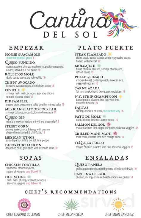 Cantina Del Sol menu in Tupelo, Mississippi, USA