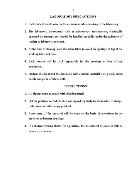 PATH-121 - practical - LABORATORY PRECAUTIONS 1. Each student should ...