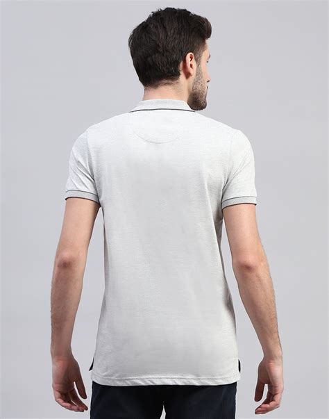 Buy Men Grey Solid Polo Collar Half Sleeve T-Shirt Online in India ...
