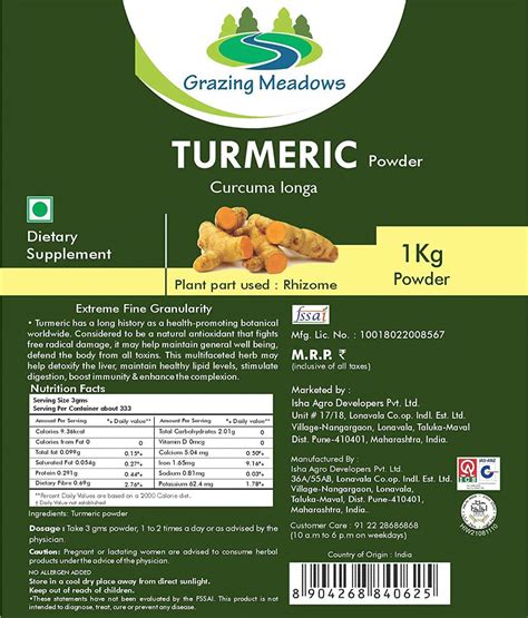 Buy GRAZING MEADOWS TURMERIC POWDER - 1 KG Online & Get Upto 60% OFF at ...