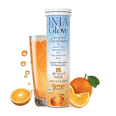 INJA Glow Liposomal Glutathione with Vitamin C & E, Hyaluronic Acid ...