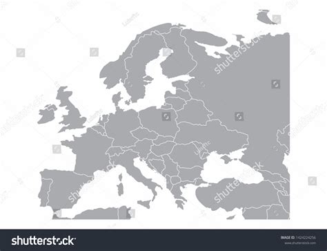 Europe Gray Map Isolated On White Stock Illustration 1424224256 | Shutterstock