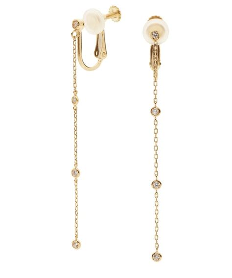 ベーシック イヤリング アクセサリー K18ゴールド ベーシック ダイヤモンドロングイヤリング