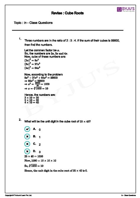 Revise - Cube Roots - Mathematics Education - Studocu