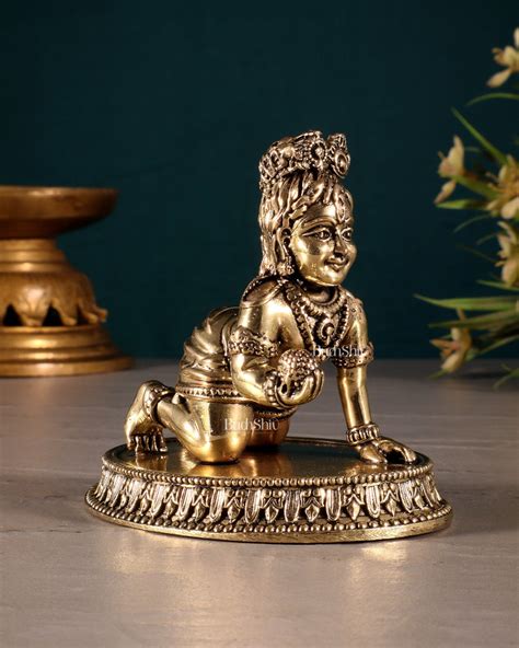 Brass Superfine Laddoo Gopal Idol 3 inch with base – Budhshiv.com
