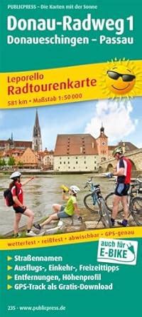 Buy Danube cycle path 1, Donaueschingen - Passau, cycle tour map 1: ...