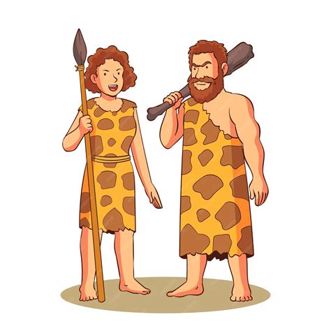 Premium Vector | Hand drawn early humans male and female