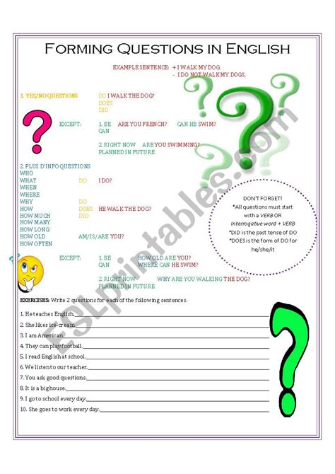 Question Formation Exercises 的图像结果