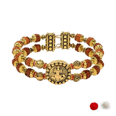 Buy I Jewels Rudraksha Bracelet Rakhi for Rakshabandhan Men/Bro/Brother ...