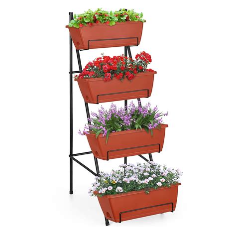 OYEAL Raised Garden Bed 4 Tier Vertical Garden Planter Indoor Outdoor ...