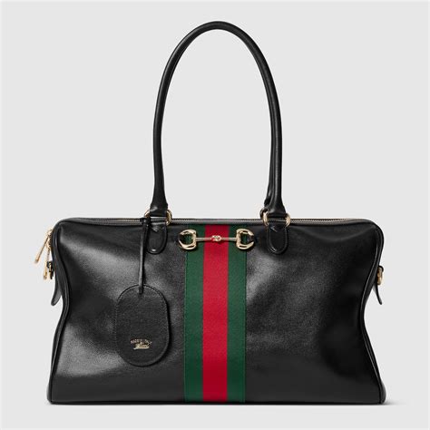 Gucci Borsetto large boston bag inblack leather | GUCCI® International