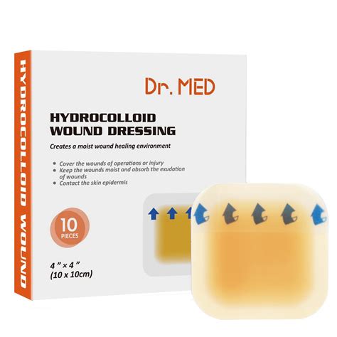 Hydrocolloid Wound Dressing 4x4 10 Pack Box Waterproof Adhesive ...