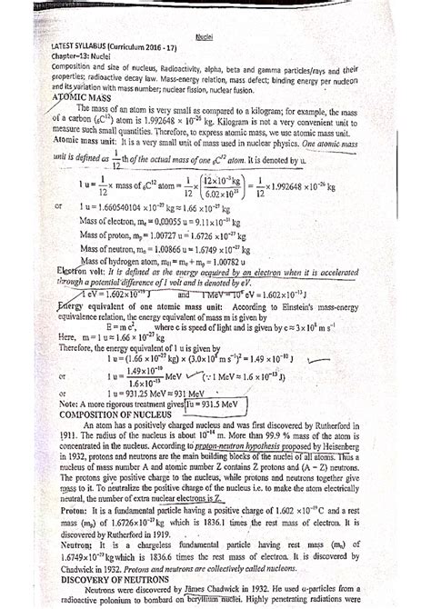 Nuclei susmita - Physics Class XII - Studocu
