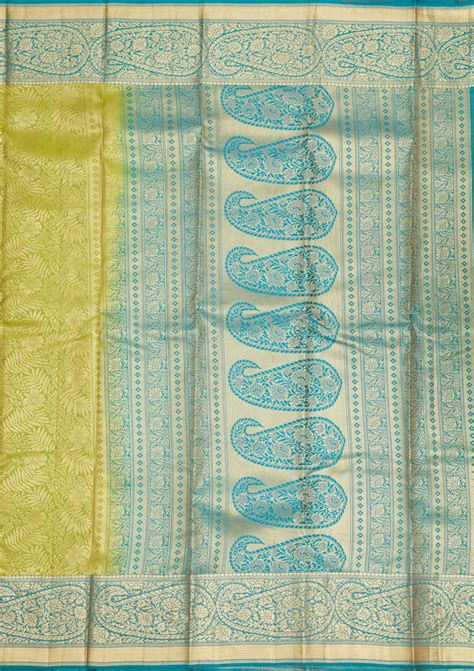 Buy Parrot Green Zariwork Pure Silk Saree - Koskii