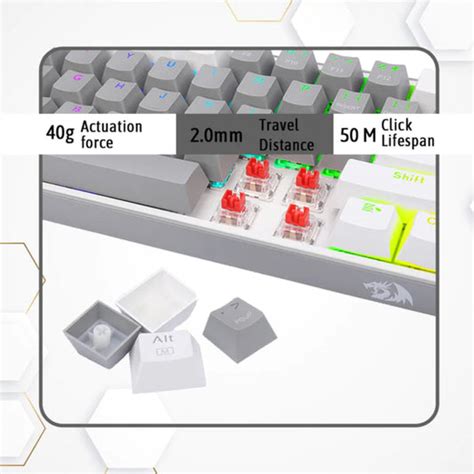 Buy Redragon K617 Fizz 60% RGB Mechanical Gaming Keyboard (Grey & White ...