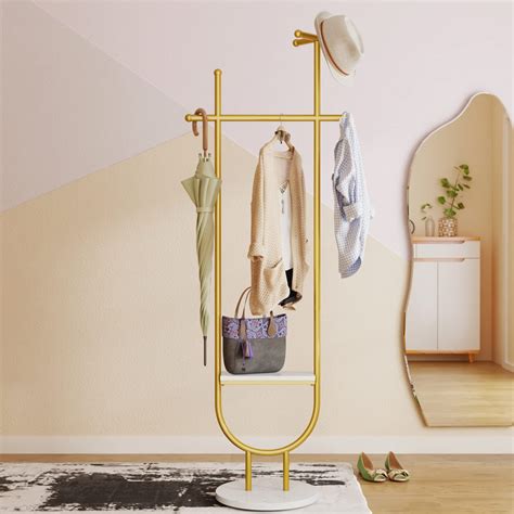 TIEOU Stylish Gold Coat Rack, Freestanding Coat Rack Stand, Gold ...