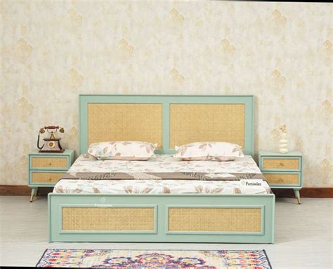 Boston Solid Wood Rattan Cane Queen Size Bed