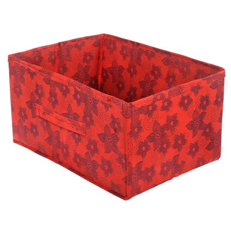 Metallic Flower Print Foldable Storage Box Drawer Organizer (Red ...