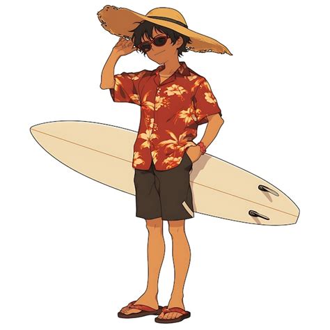 Surfer 10 Year Old Boy in a Hawaiian Shirt Board Shorts and Creative ...