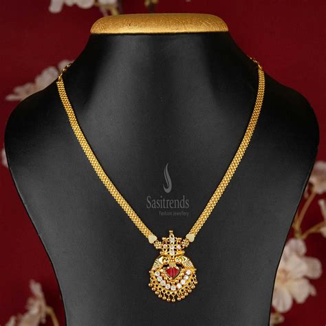Kerala Palakka Pendant Necklace with Peacock Motif – Micro Gold Plated ...