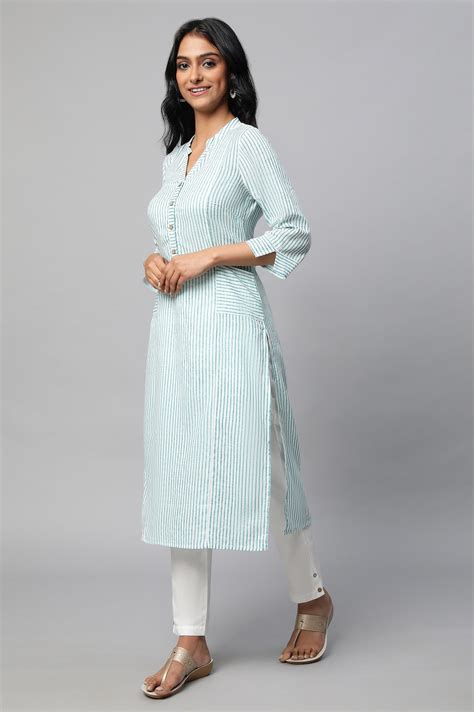 Buy Green Stripe Print kurta Set Online for Woman | Shop for Aurelia