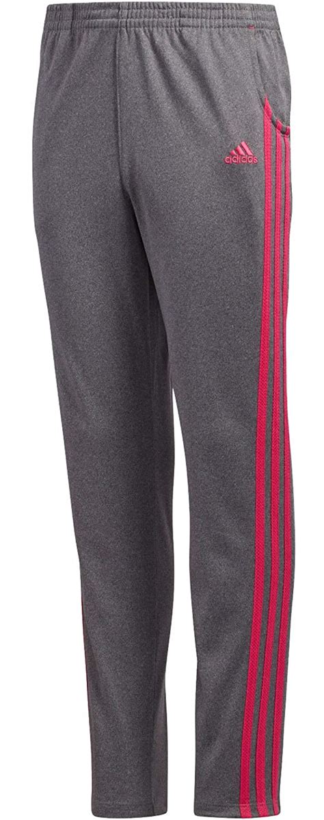 adidas Kids Girl's Warm Up Tricot Pants (Big Kids) Dark Grey/Pink Large ...