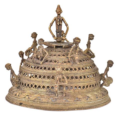 Brass Dokra Decorative with Small Figurines of Musician