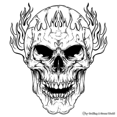 Skulls And Flames Coloring Pages