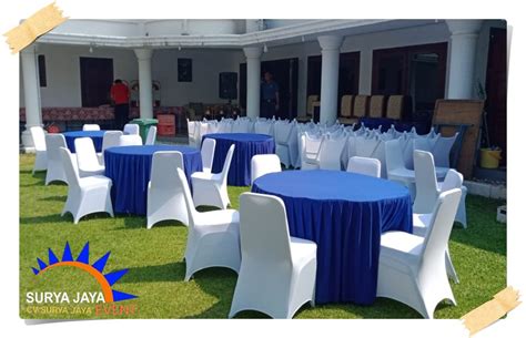 Sewa Meja Bundar Dan Cover Bermacam Pilihan Warna