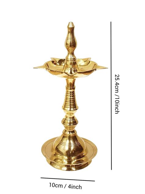 Buy | 2-Pcs Textured Brass Kerala Diya Stands | Tied Ribbons