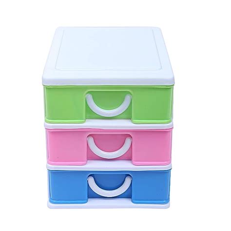 Kuber Industries Plastic Three Layer Drawer Storage Cabinet Box (Multi ...